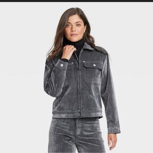 💕NWOT Universal Thread Flocked Gray Jean Jacket size S